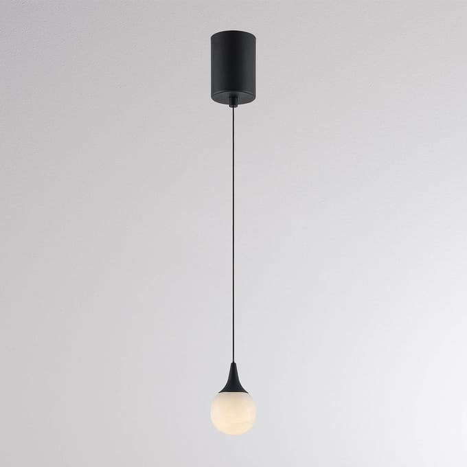 Molto Luce LED hanglamp ARE, zwart, albast, Ø 8 cm, CCT, DALI
