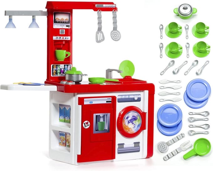 Uitgebreide Speelkeuken voor Kinderen met Verlichting en 33 Accessoires