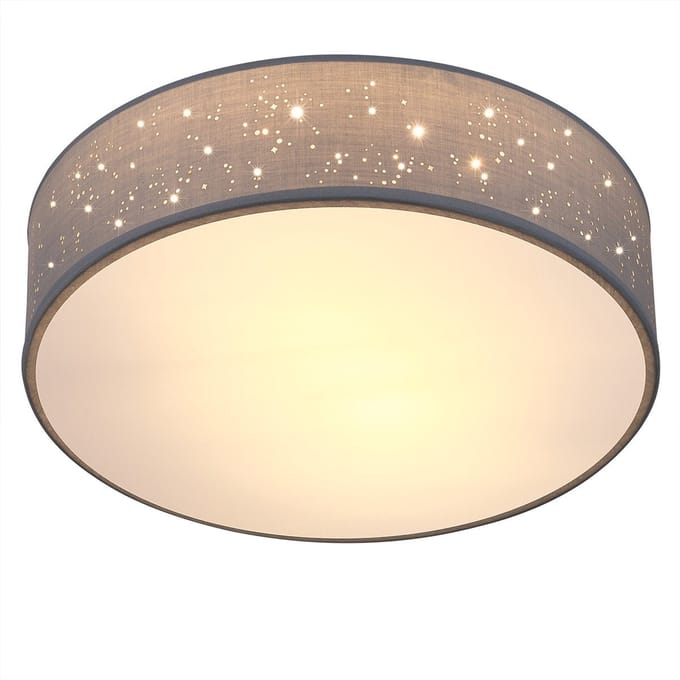 Plafondlamp – Sterrenhemel – Rond - Ø 30cm – 40 Watt - Stof -Grijs