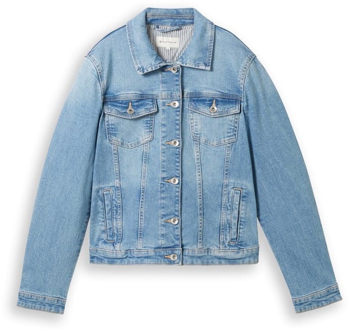 Tom Tailor - Jeansjasje van gerecycled katoen - Maat M - Light Stone Blue Denim