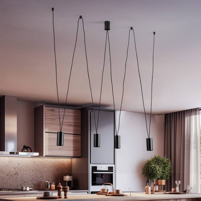 Nowodvorski Lighting Hanglamp More Eye, 4-lamps, zwart