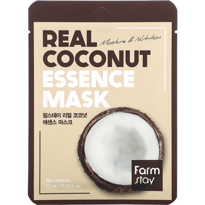Masque Essentiel Réel à la Noix de Coco Farmstay Hydratant Adoucissant 23ml x 10 pièces