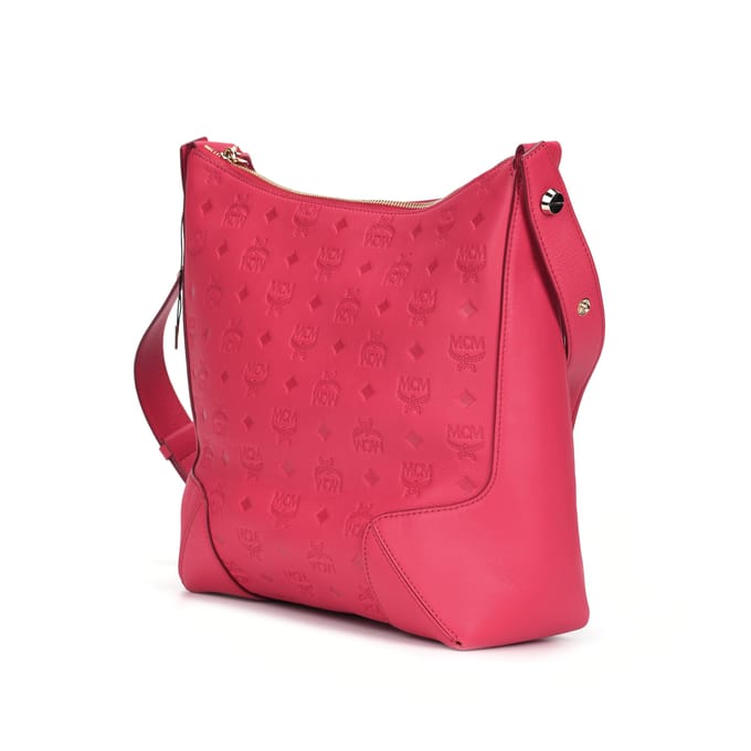 MCM Klara Serie Hobo Monogram Leer Handtas Crossbody Schoudertas Medium Dames handtassen Rood MWHBSKM04R0001 Basic Set (Bag+Dust Bag) brown