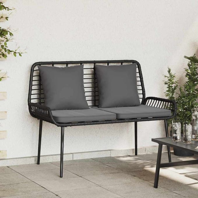 vidaXL - Tuinbank - Zwart - en - Anthraciet - poly - rattan