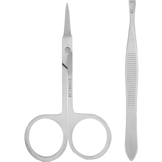 Neushaar Pincet Schaar Set Inclusief Neushaar Trim Pincet Gebogen en Afgerond Neushaar gray