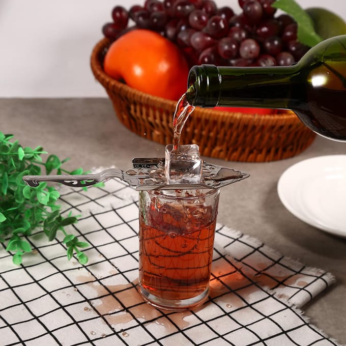 1x 304 Roestvrij Staal Cocktail Bar Glas Beker Drinkfilter Absintlepel (#1) L gray