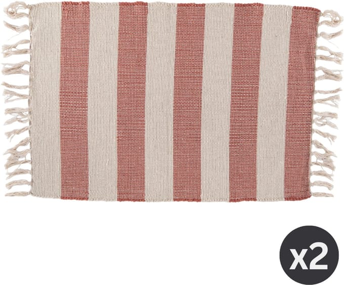 Gestreept tapijt IVAR met franjes - SET/2 – 50x80 cm, rood