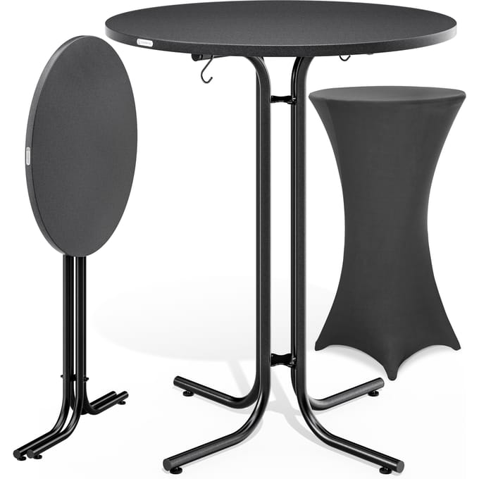 Statafel Grijs 110x70cm + statafelhoes Grijs Ø70cm