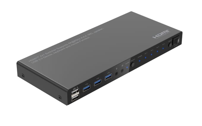 4K@60Hz HDMI KVM-switch, 4x1 4:4:4, USB 3.0