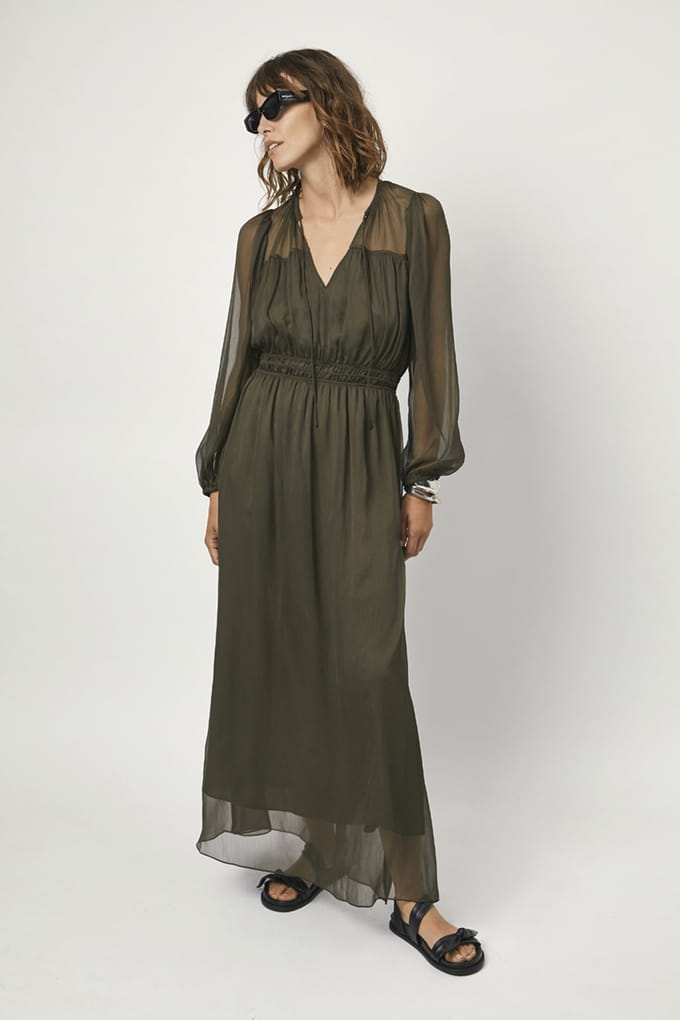 Dante6 Absolute Pleated Boho Dress Utility Green Größe: 36 | Maxikleider Outlet | Damen | Grün