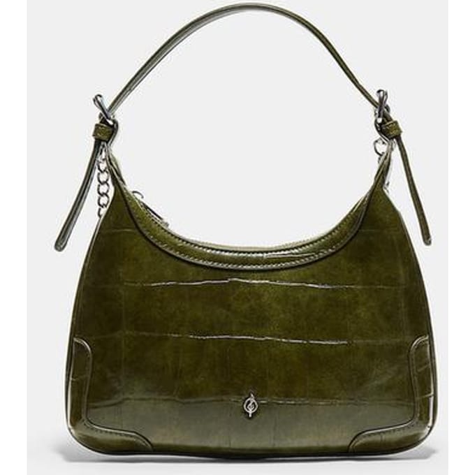 Stradivarius Mini schoudertas met krokomotief en ketting  Kaki OS