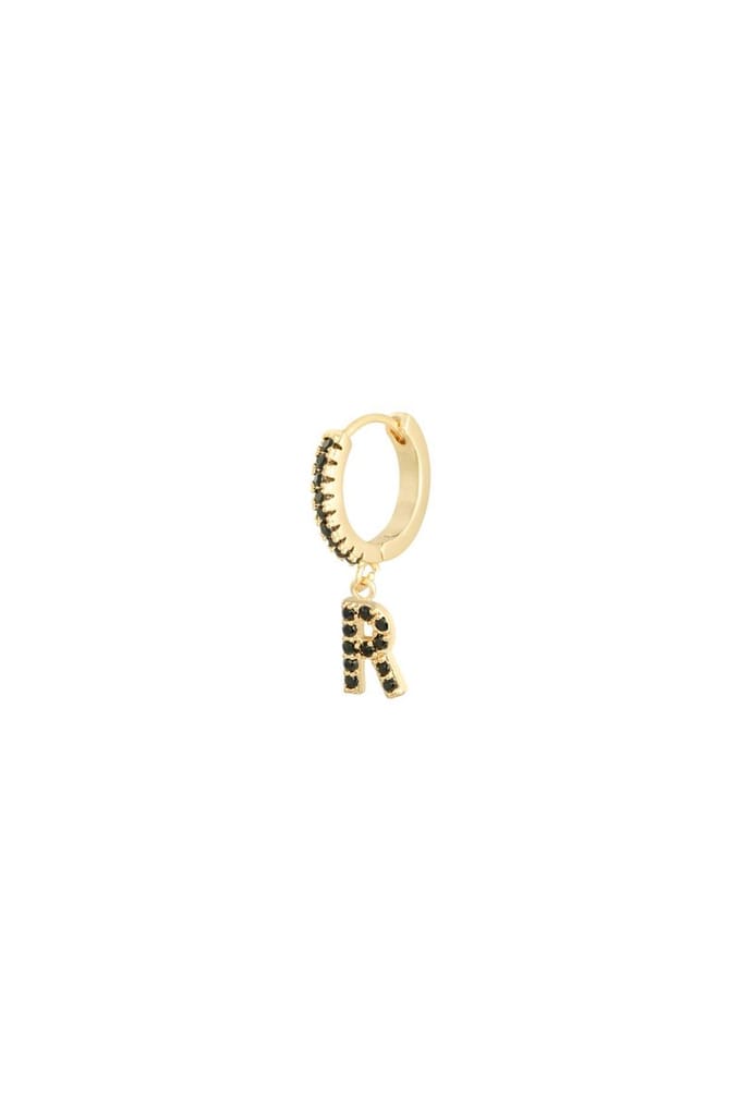 Oorbellen Letter R Zwart Copper