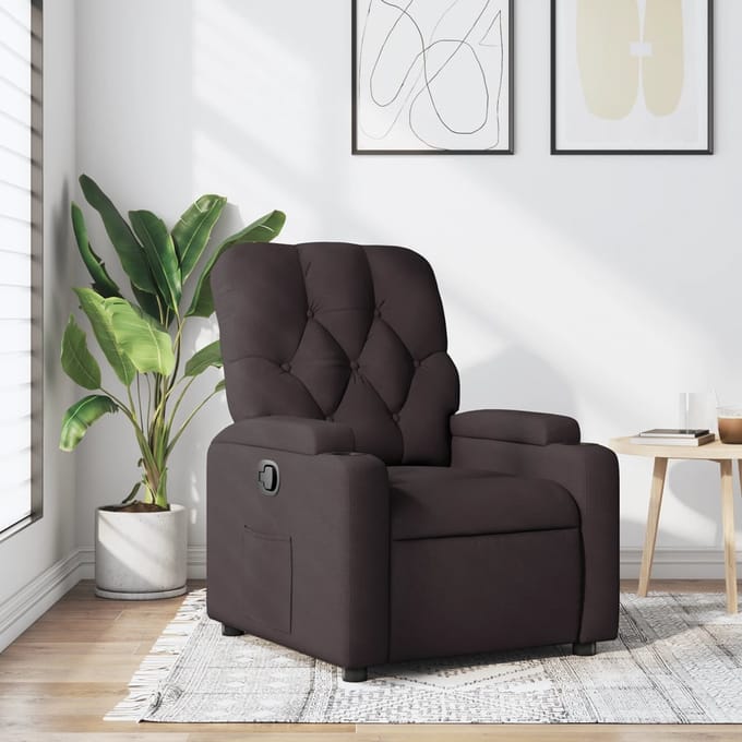vidaXL - Fauteuil - verstelbaar - stof - donkerbruin