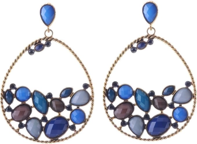 Behave - Grote Statement Oorbellen – Blauw Bruine Boho Chic Oorbellen