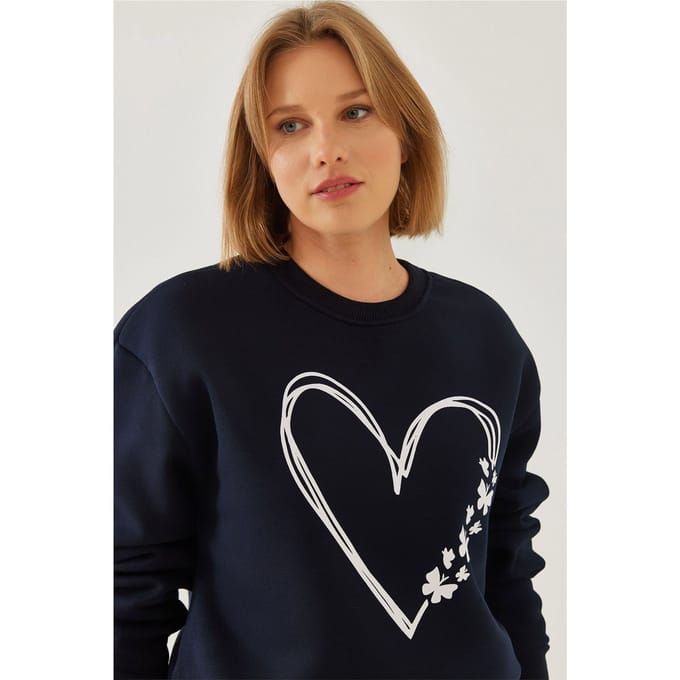 Geprinte Crew Neck Relaxed Fit Sweatshirt
