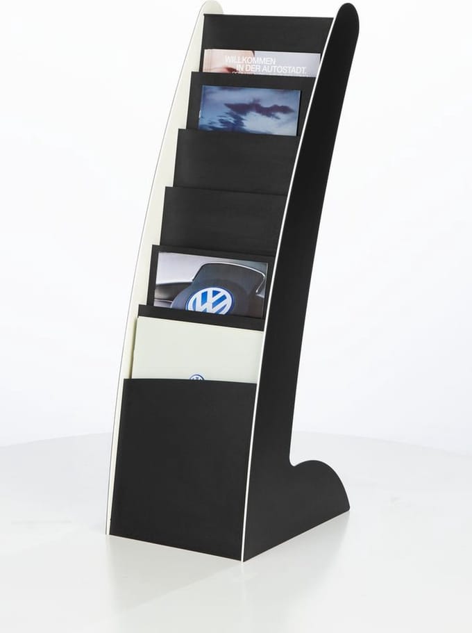 Folderhouder Paperflow COURBO Slim, kunststof, A4, 6 vakken, zwart-wit design