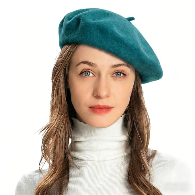 Dailygoods - Klassieke Baret voor Dames in Blauwgroen
