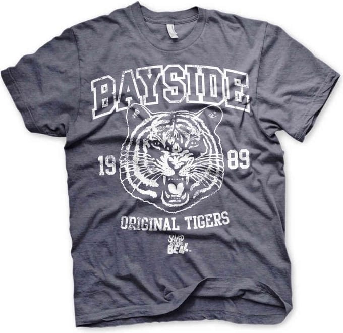 Saved By The Bell Heren Tshirt -M- Bayside 1989 Original Tigers Blauw