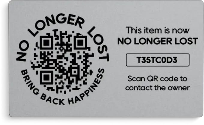 NoLongerLost - Gegraveerde QR code sticker (x2) - tracking - Unieke QR code