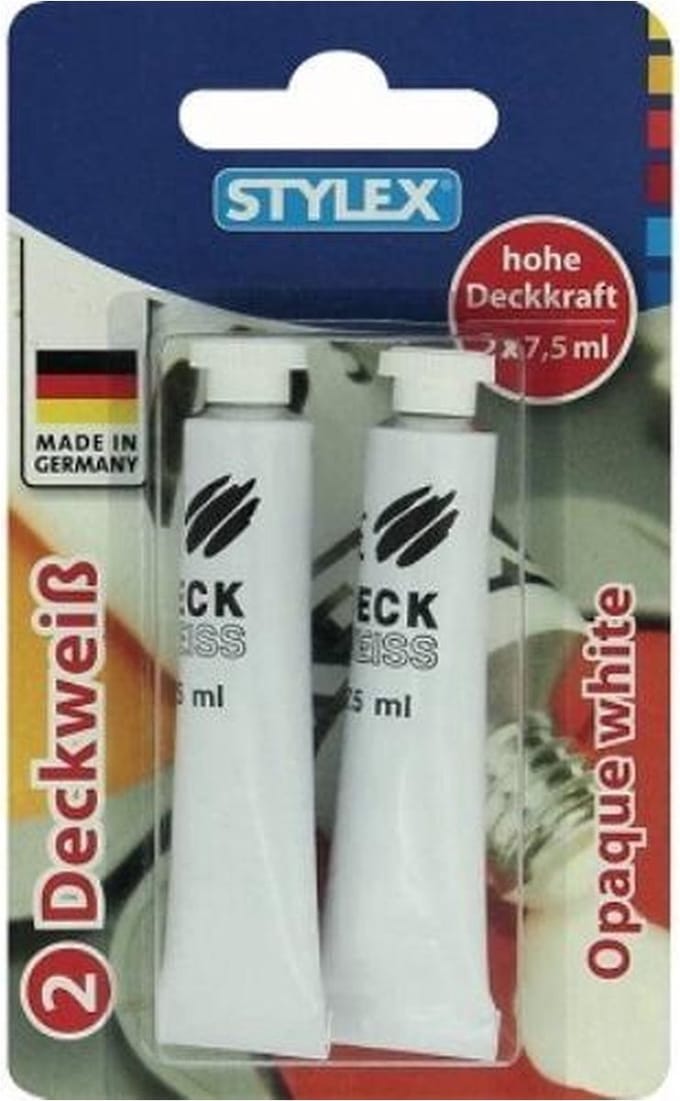 Stylex Dekwit Verf Tube Wit - 2 x 7,5 ml voor papier, karton en hout