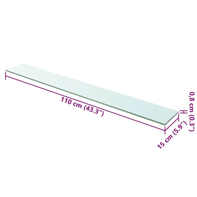 vidaXL - Wandschap - transparant - 110x15 - cm - glas