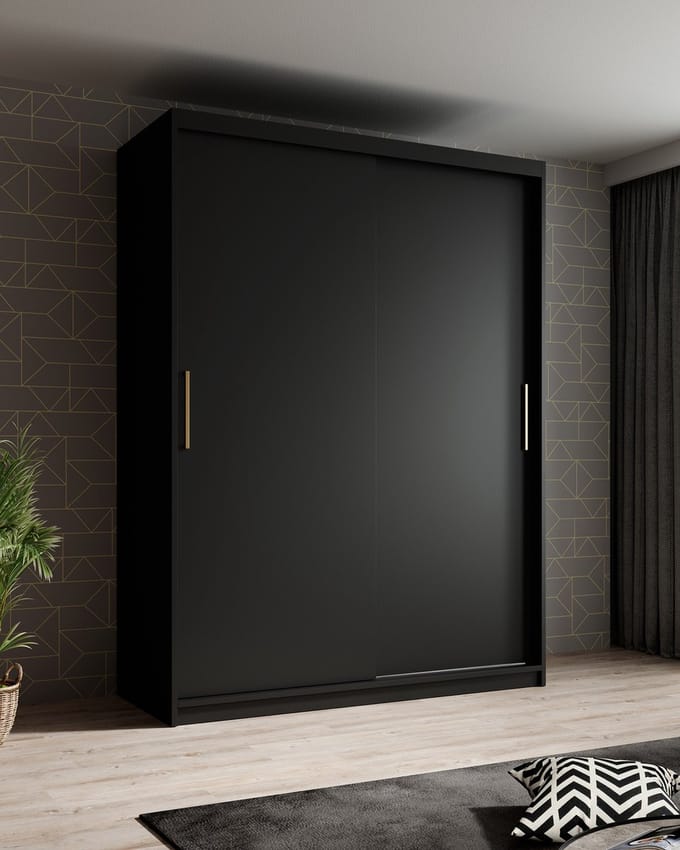Meubella - Kledingkast Mandalin - Zwart - 150 cm