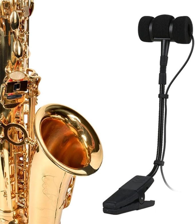 Saxofoon Microfoon - Instrument Clip Microfoon - Live Optredens - Twee Plug Types - 1.2m Kabel - Zwart