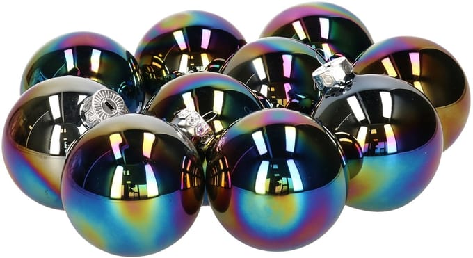 Decoris Kerstballen set - 30x stuks - glas - zwart/parelmoer - 6 cm - glans - kerstversiering