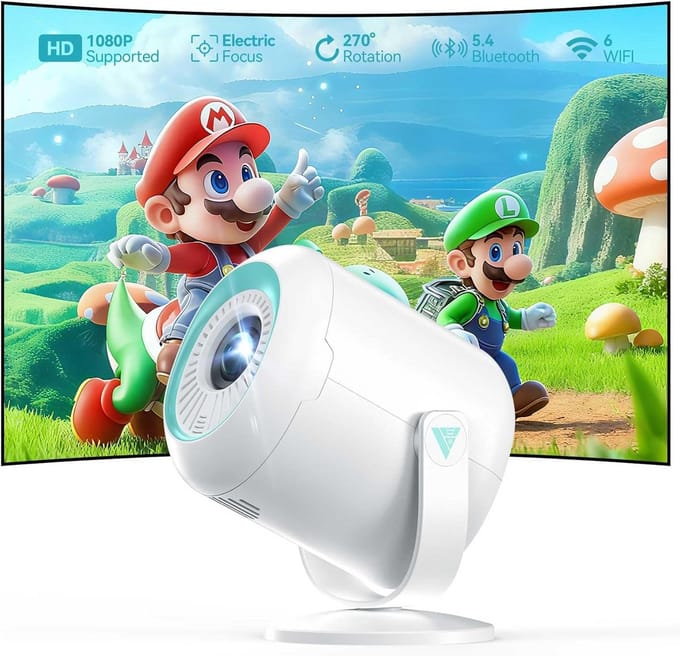 Draagbare Filmprojector - Mini Beamer - Thuisbioscoop Creëren - Full HD Resolutie - Compact Formaat - Wit