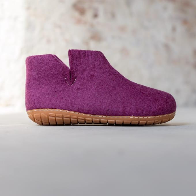 Vilten Hoge Dames Pantoffel Jado - Bosbes - Maat 36 - Harde Zool