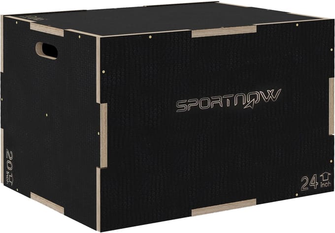 SPORTNOW-Sprungbox-Buchenholz-76L x 61B x 51H cm-Schwarz