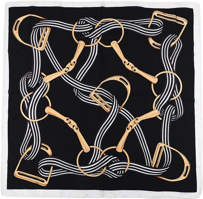 Vierkante Sjaal met Equestrian Bit- en Teugelmotief (70x70cm) - Zwart