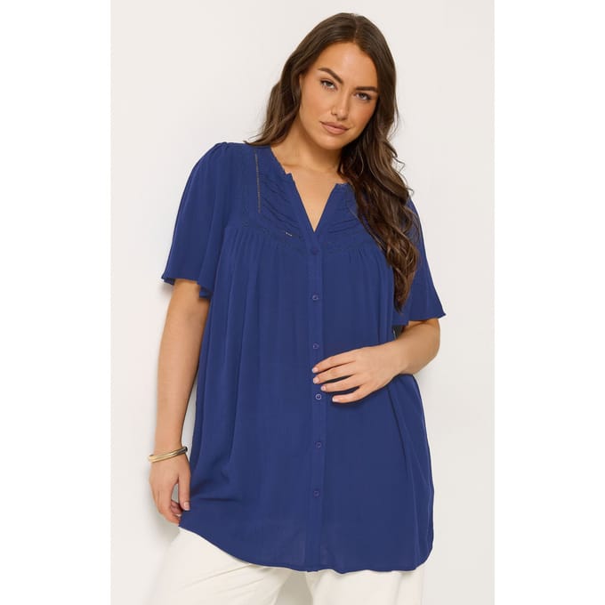 Yours Marineblauwe Blouse Met Knoopsluiting Size 42