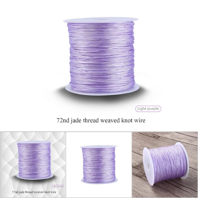 100M x 0.8mm Nylon Chinees Knoopkoord Rattail Macrame Shamballa Draad String Lichtpaars white
