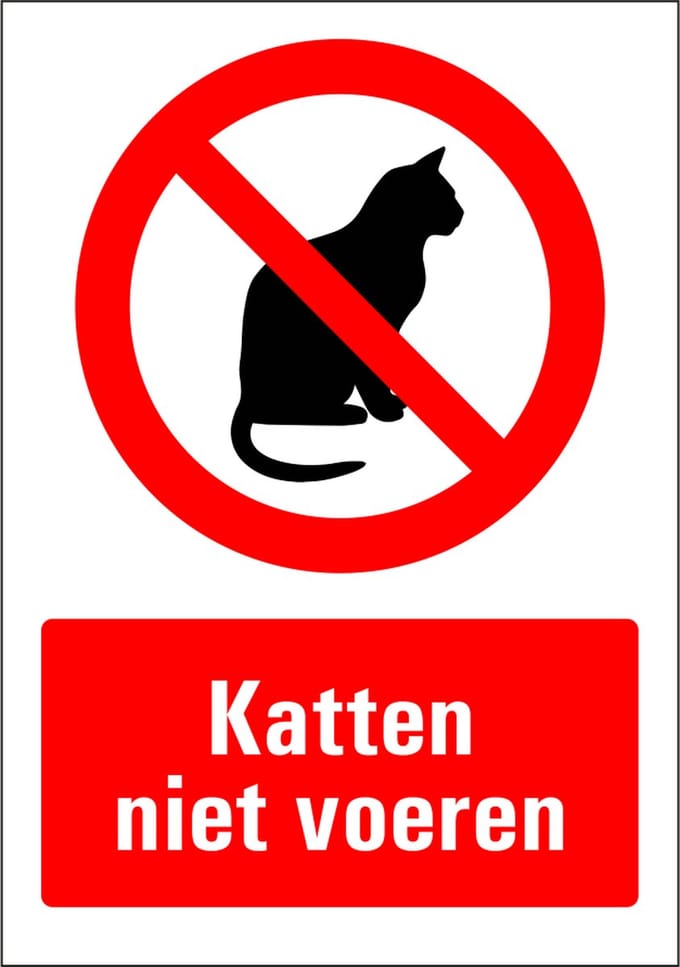 Katten niet voeren sticker 210 x 297 mm