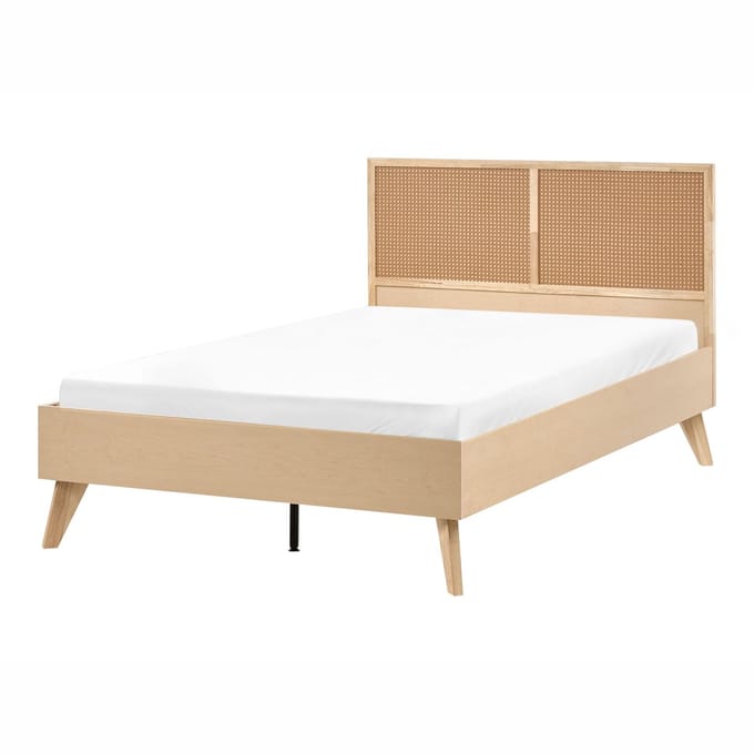 MONPAZIER - Tweepersoonsbed - Lichtbruin - 120 x 200 cm - PE rotan