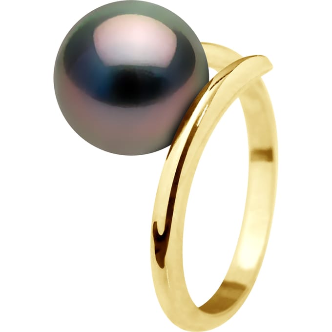 Ring - Geel Goud - Echte Cultured Tahiti Parel Rond 10-11 mm