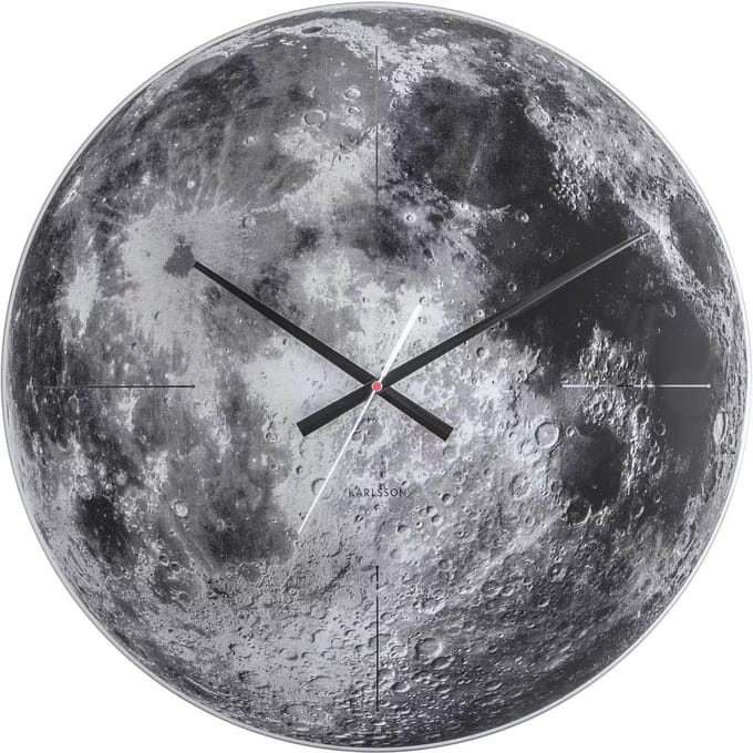 Karlsson Wandklok Moon - Spiegel glas - Ø60cm - Scandinavisch