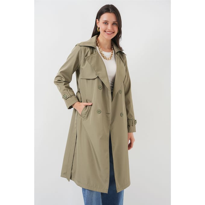 Gestrikte Lange Mouwen Trenchcoat