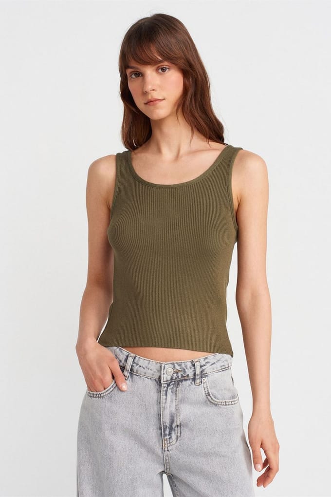 Geribbelde Mouwloze Gebreide Camisole Blouse