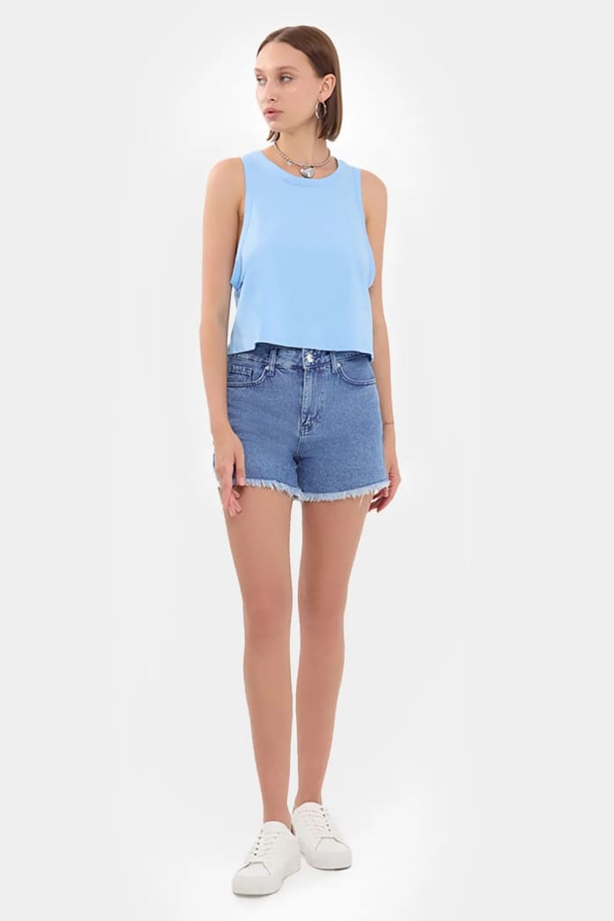 Mouwloze Ronde Hals Effen Crop Top