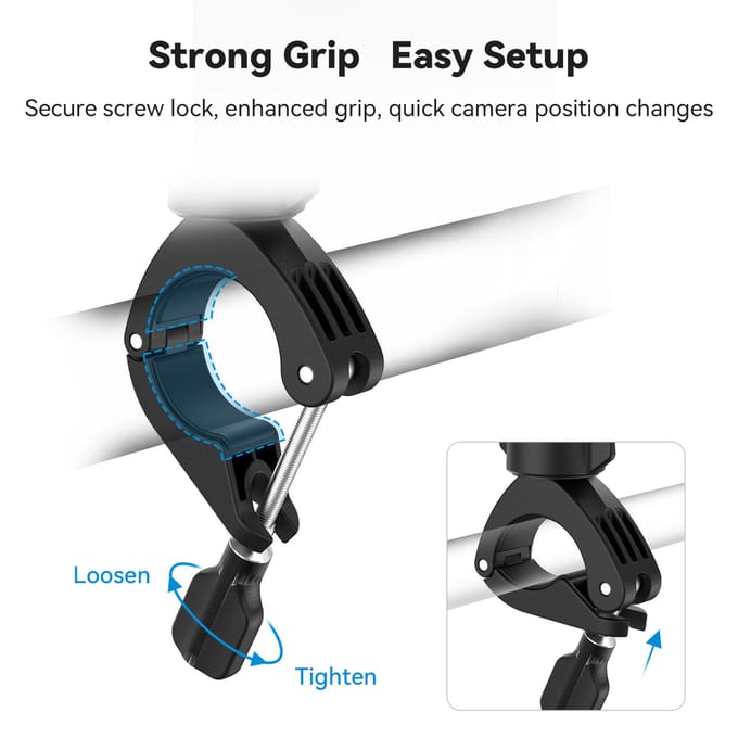 TELESIN TE-HBM-004 Camera Mount Clamp Mount Fietsstuur Adapter Mount 360 graden Draaibaar met zwart