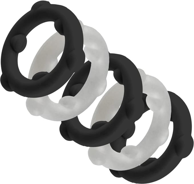 Oxballs - Gearheads - Spinner Cockringen Set - 5 stuks - Transparant/Zwart