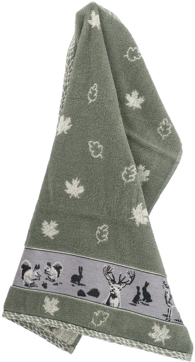 Bunzlau Castle | Keukendoek Forest Animals Dark Green GOTS