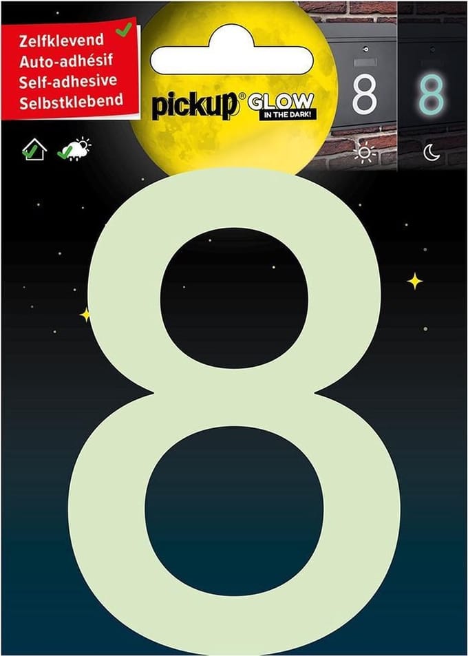 Pickup Glow in the dark Huisnummer 8 - 10 cm