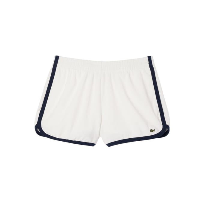 Lacoste Dames Terrycloth Shorts met Contrasterende Rand (Crème/Zwart)