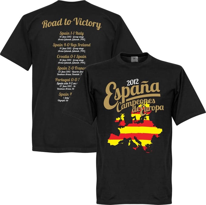 Spanje  Euro 2012 Road To Victory T-Shirt - Zwart - S