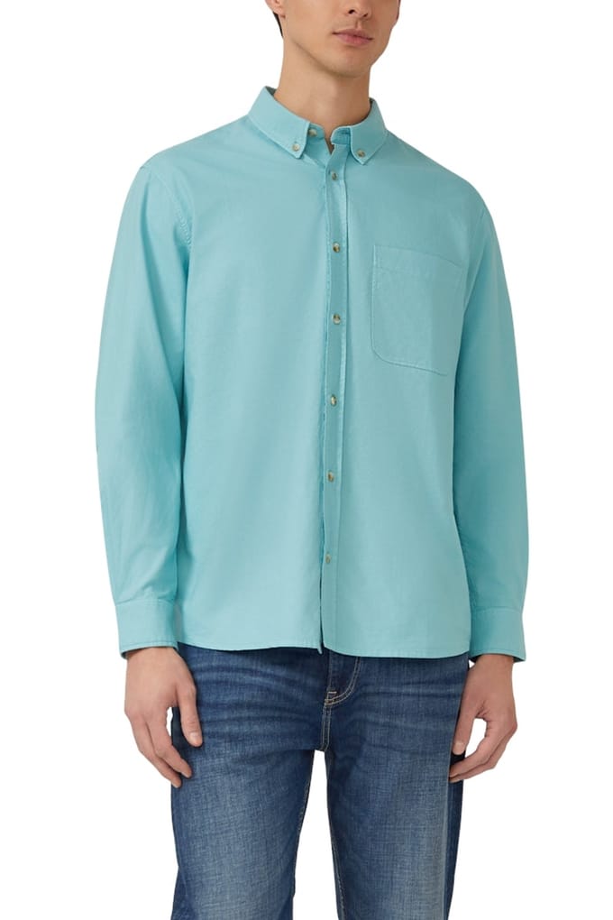 s.Oliver - male - Regular fit: overhemd met lange mouwen, kledingkleurstof en button-down kraag