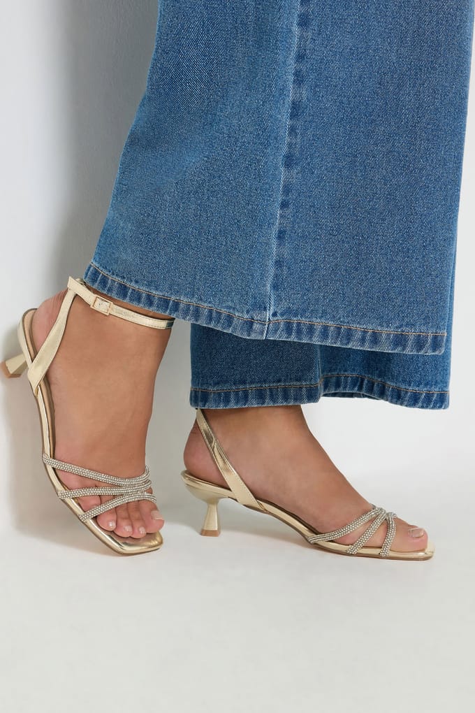 Yours Goudkleurige Glitterpumps Met Bandjes In Brede Epasvormsize 37EEE