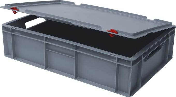 Alpac Stapelbak met deksel - Opbergbak met deksel - 600 x 400 x 170 mm - 27L - Grijs